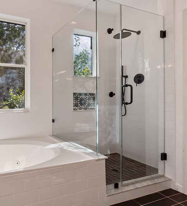 Modern frameless glass shower door installation